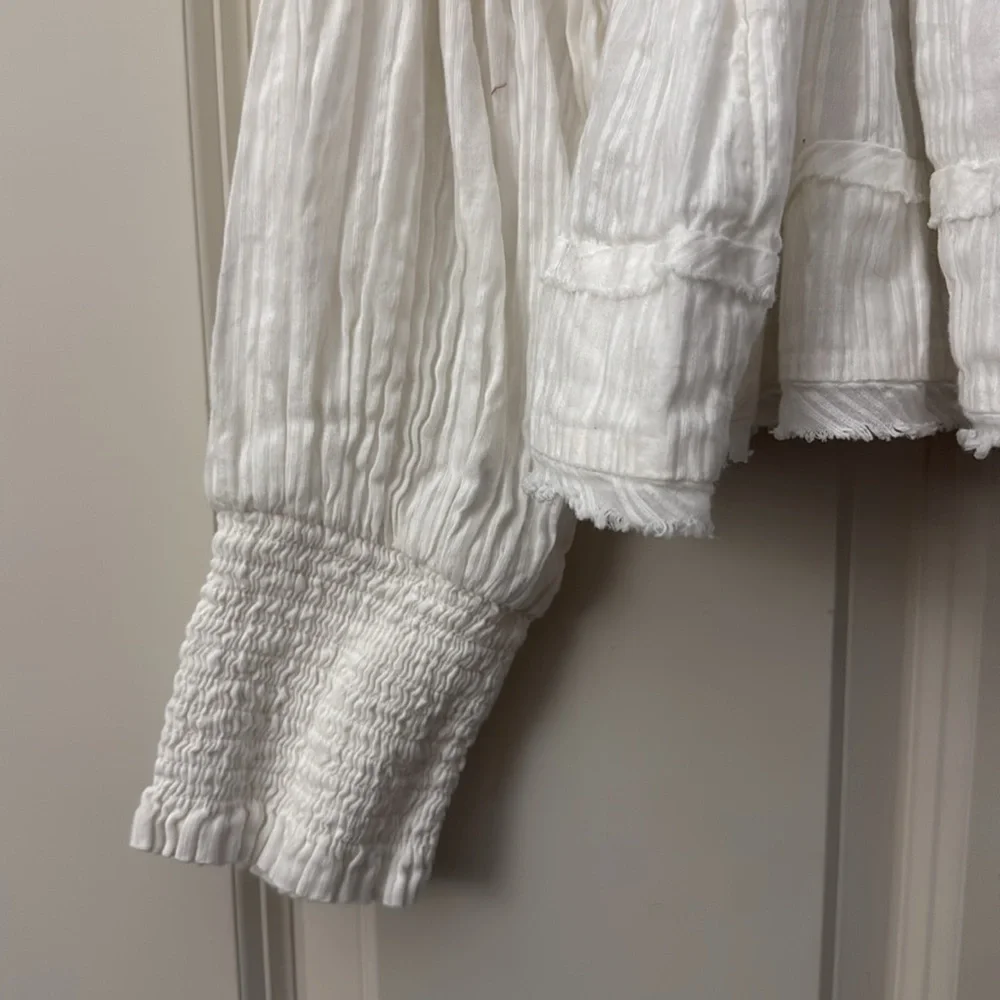 🖤 Anthropologie Puff-Sleeve Babydoll Top – Ivory | Size L